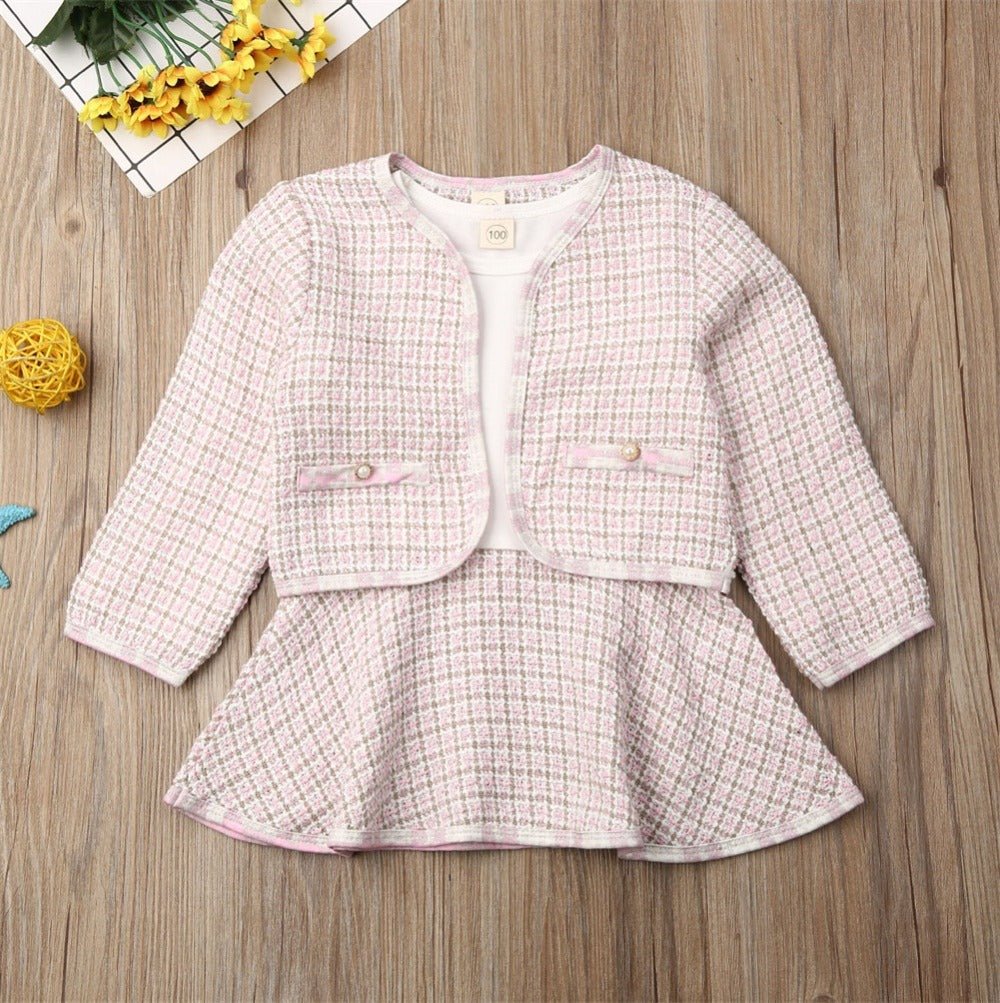 Long-Sleeved Dresses Two-Piece Children'S Baby Small Incense Wind Suit
