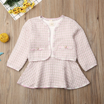 Long-Sleeved Dresses Two-Piece Children'S Baby Small Incense Wind Suit