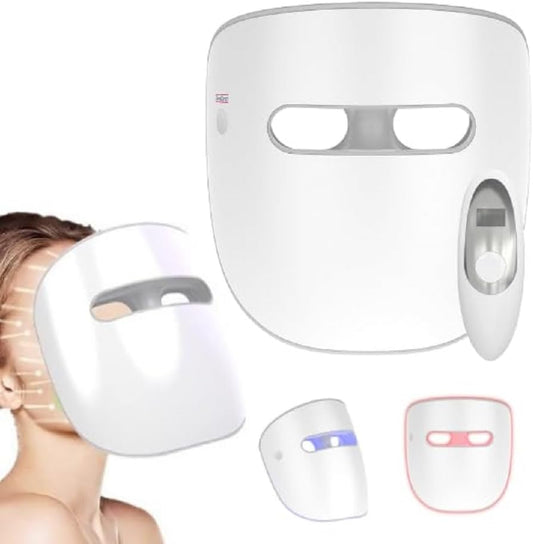 Masque LED Visage - Lumière Rouge, Bleue Et NIR Pour Anti-Âge, Réduction Des Rides Et Traitement De L'Acné. Sans Fil Et Portable.