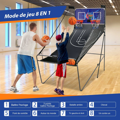 Jeu De Basketball Arcade Panier Compteur Basketball Panier De Basketball Arcade Blanc Et Noir 185X108X205Cm En Acier Bleu/Blanc/Gris/Violet